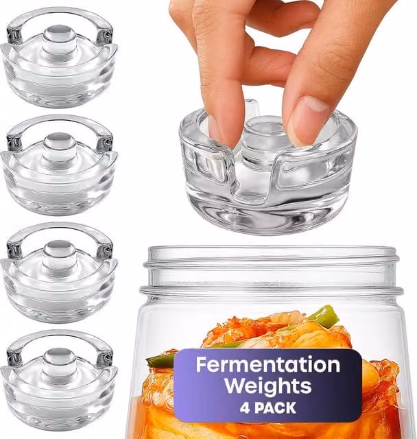 Volila 4 Pack Clear Glass Fermenting Weights with 7cm Wide Mouth – 1