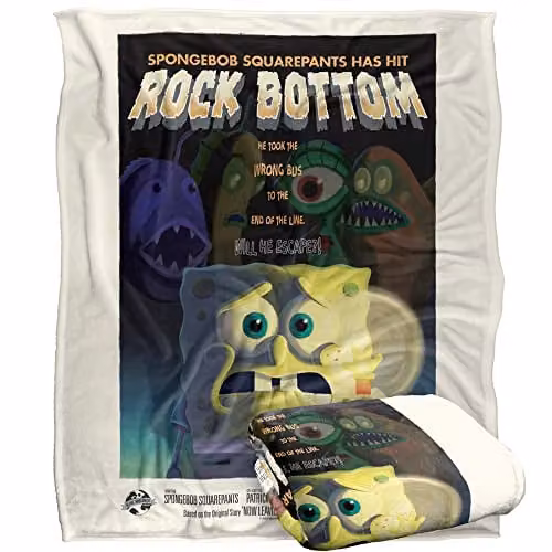 LOGOVISION Spongebob Rock Bottom Super Soft Fleece Throw Blanket, White, W: 152 cm, D: 127 cm