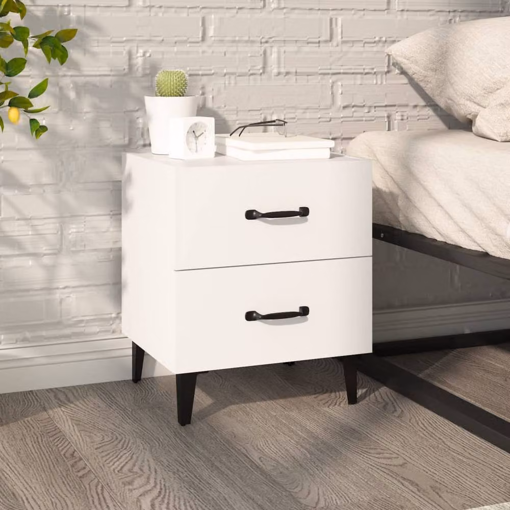 Berkfield Home White Bedside Cabinet W/D/H: 40 x 35 x 47.5 cm – 2