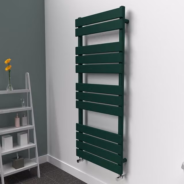 Lux Heat Flat Coloured Towel Radiator in Green, W: 50.0 cm, H: 120.0 cm