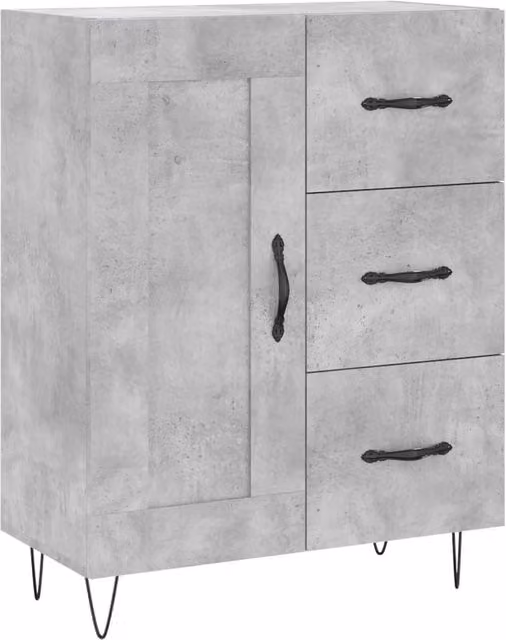 Berkfield Home Sideboard in Concrete Grey, W: 69.5 cm, D: 34 cm, H: 90 cm