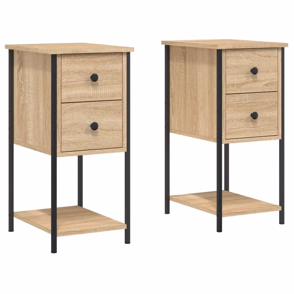 Berkfield Home Set of 2 Bedside Cabinets in Sonoma Oak Brown, W/D/H: 32 x 42 x 70 cm – 2