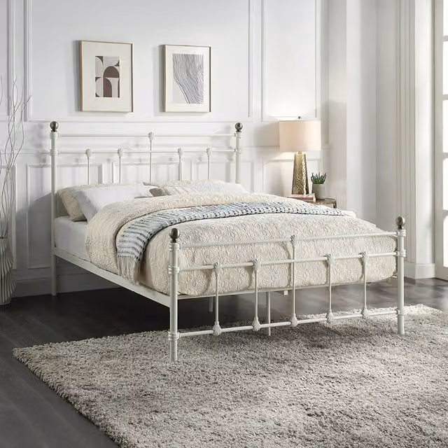 SlumberWorx Classic Metal Bed Frame in White, 120 x 200 cm