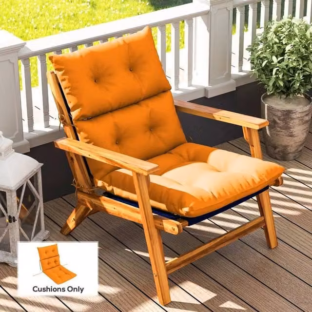 EONLION Orange Rocking Chair Cushion, W: 120 cm, D: 90 cm