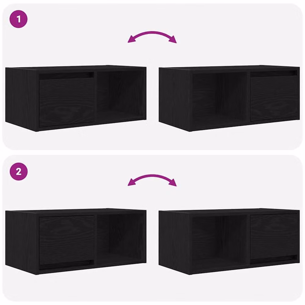 Berkfield Home Modern Black Oak TV Cabinet W/D/H: 60 x 31 x 25.5 cm – 4