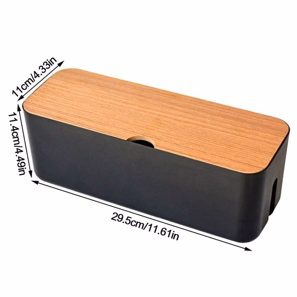 KORVIXA Black Cable Storage Box with Lid, Width: 80 cm – 2