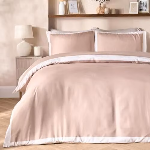 OHS Beige Microfibre Polyester Duvet Cover and Pillowcase Set
