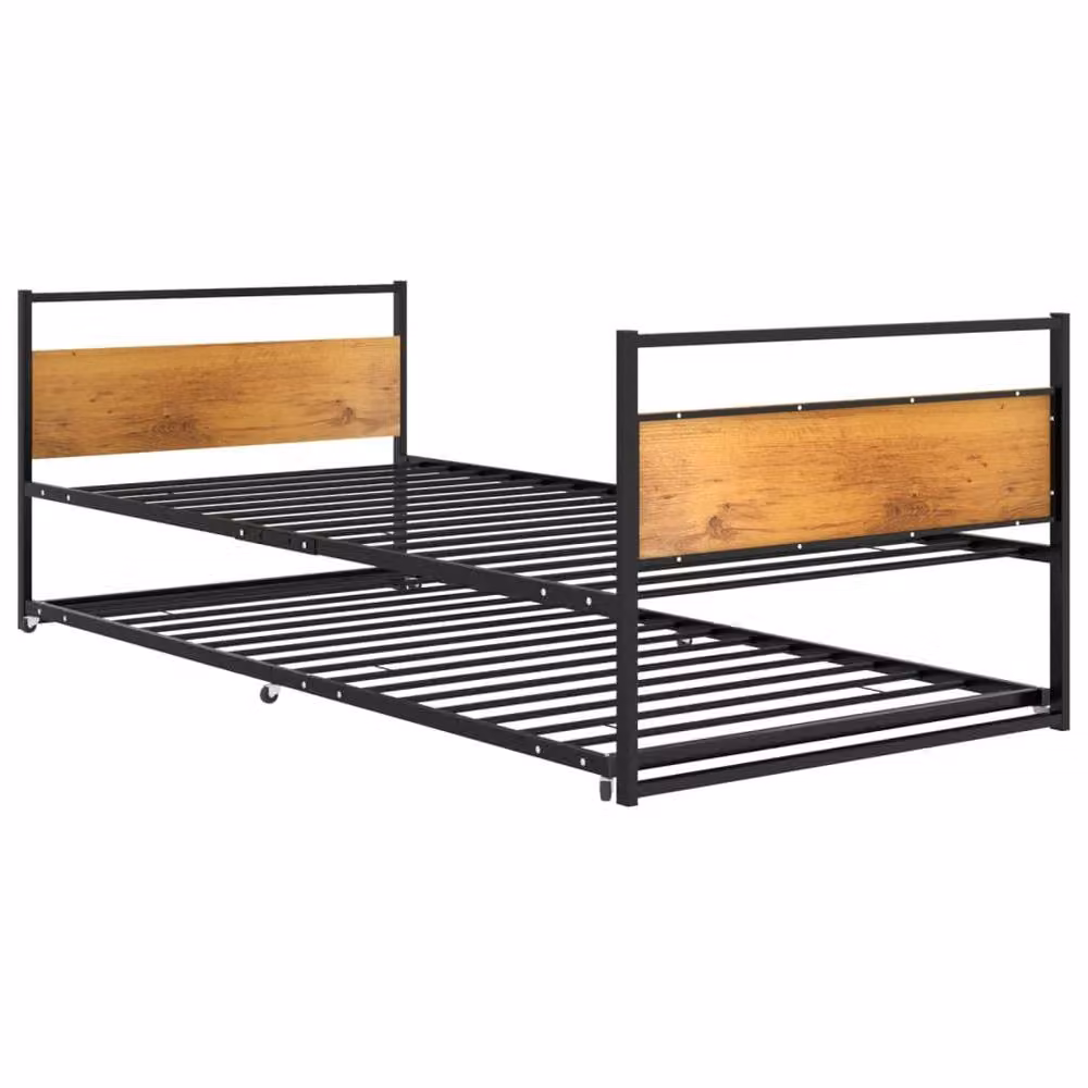 Berkfield Home Black Metal Pull-out Bed Frame W/D/H: 90 x 200 cm – 2