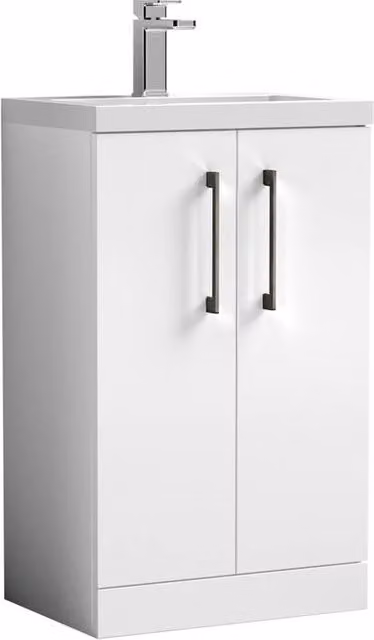 Balterley Gloss White Modern Freestanding Bathroom Vanity Unit with Soft Close Doors