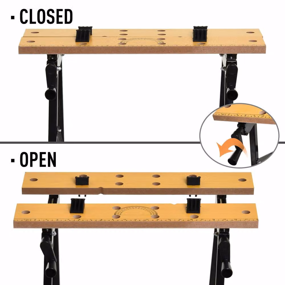 STILVORA 4-in-1 Folding Work Bench with Metal and Wood Frame in Sand – 7