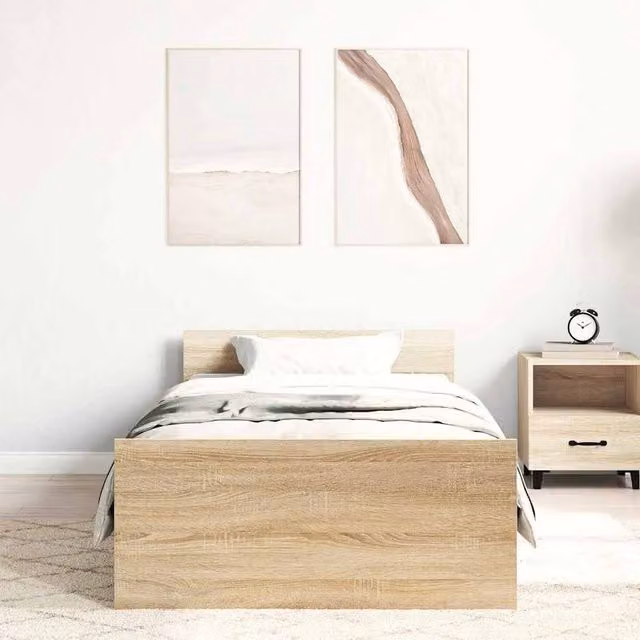 Berkfield Home Sonoma Oak Bed Frame with Drawers, Brown, W/D/H: 100 x 200 cm