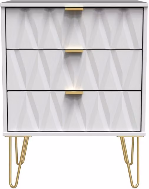 2 U Dallas 3 Drawer Midi Sideboard in White and Gold