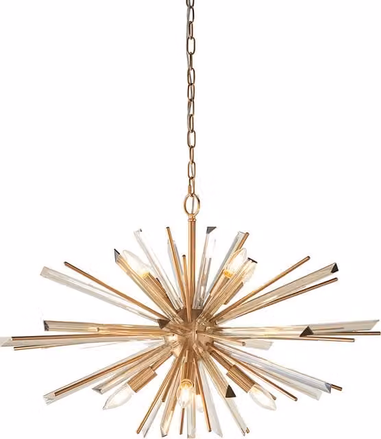 Perch & Parrow Urchin Large Starburst Pendant Light in Antique Brass and Glass