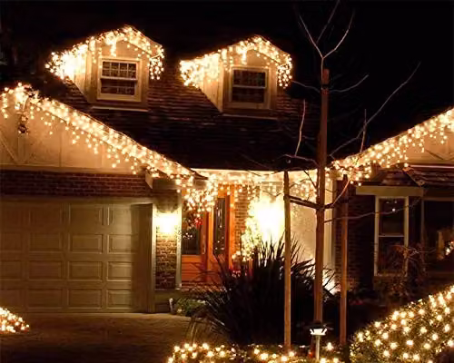 Best Artificial Warm White LED Icicle Christmas String Lights, Waterproof, Connectable with Timer, 10m – 1