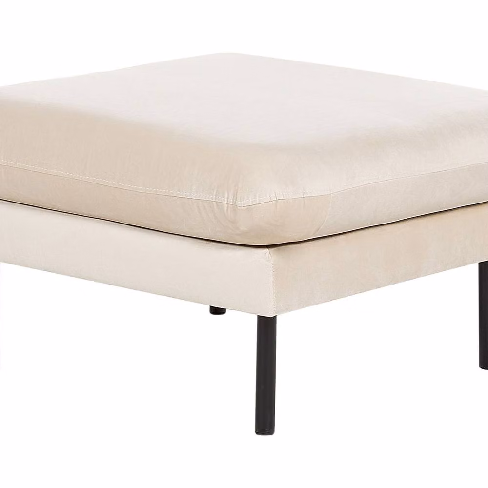 Wyld Haus Modern Velvet Cube Ottoman in Beige with Metal Legs – 2