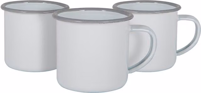 Argon Tableware Pack of 12 Grey and White Enamel Espresso Cups, 130ml
