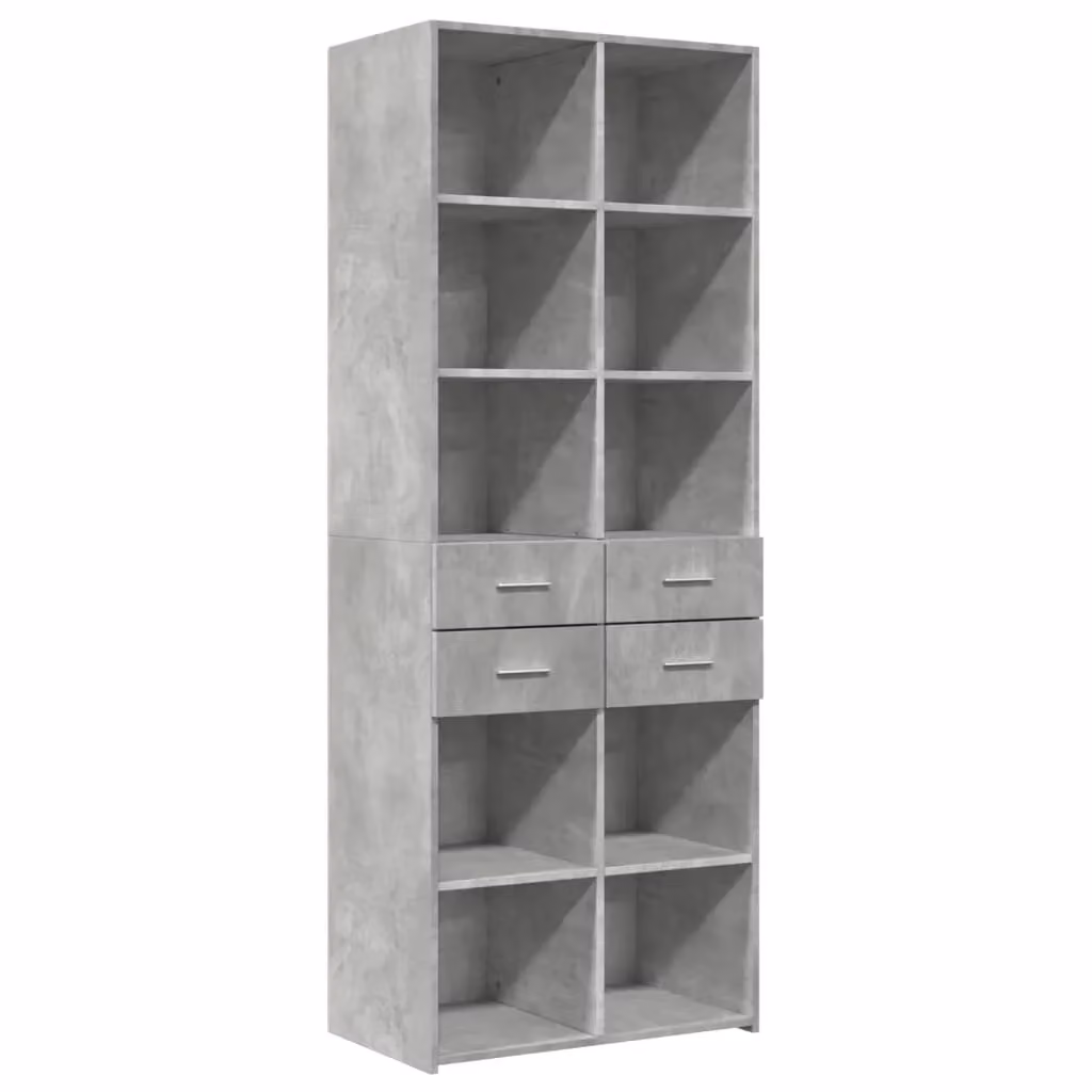 Berkfield Home Modern Highboard in Concrete Grey, W/D/H: 70 x 42.5 x 185 cm