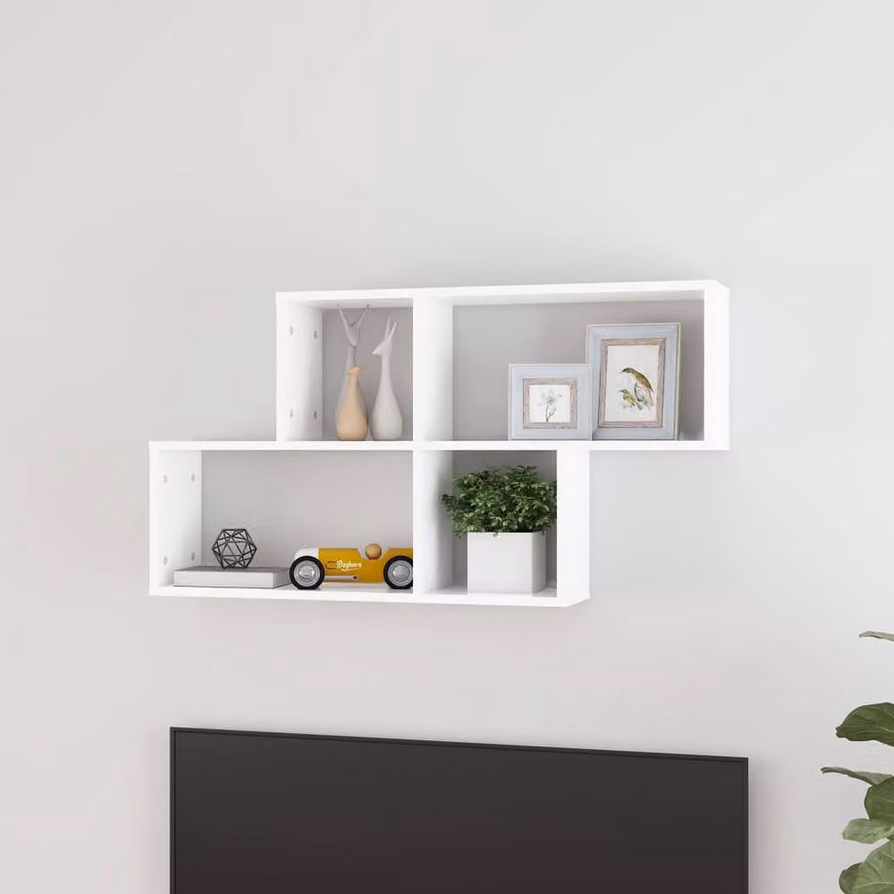 Berkfield Home White Wall Mounted Shelf, W/D/H: 100 x 18 x 53 cm – 2