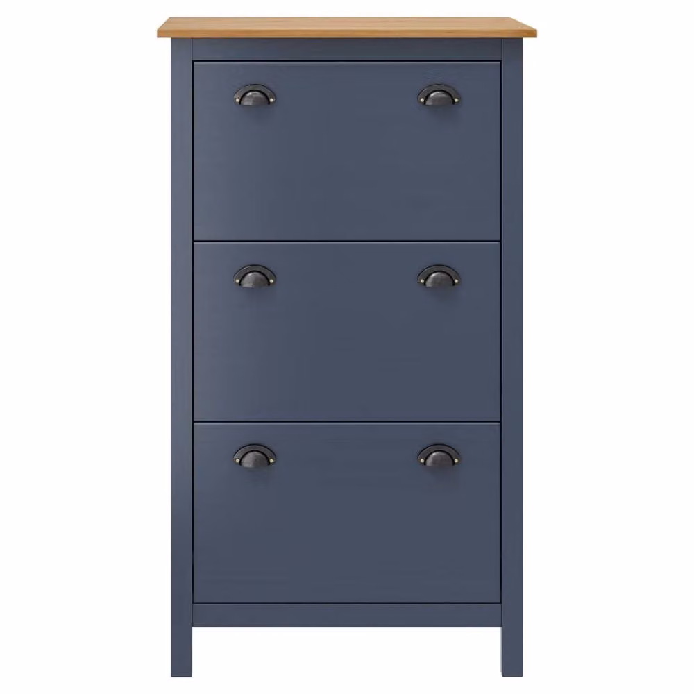 Berkfield Home Hill Shoe Cabinet in Grey Solid Pine Wood W/D/H: 72 x 35 x 124 cm – 2