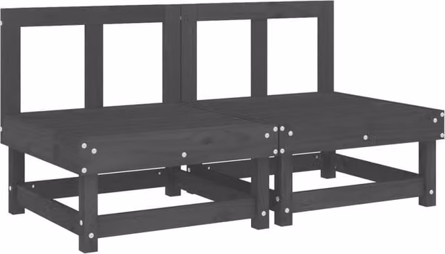 Berkfield Home Garden Middle Sofas, 2 Piece Set in Grey Solid Pine Wood – 1