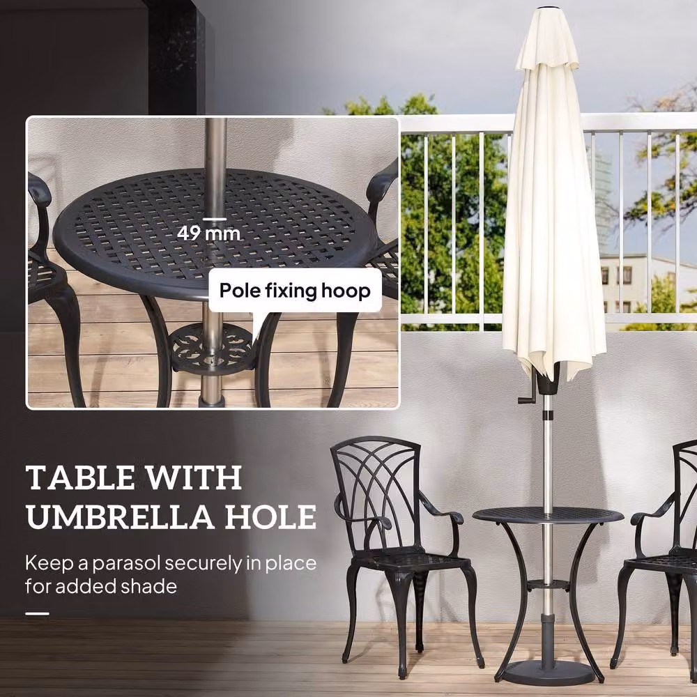 OUTSUNNY 5/3 Piece Garden Bistro Set with Umbrella Hole in Brown and Black – 4