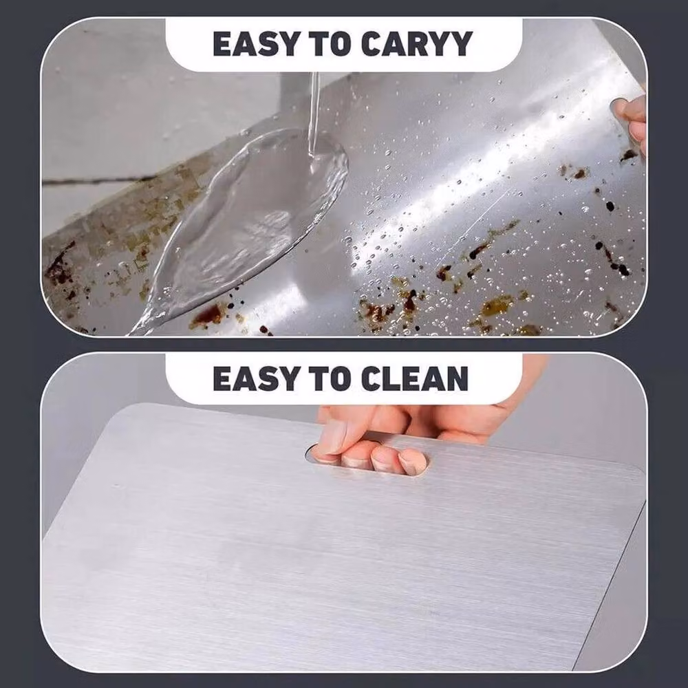 Kelvenix Reversible Stainless Steel and Bamboo Cutting Board, Silver, W: 46 cm, D: 30 cm – 2