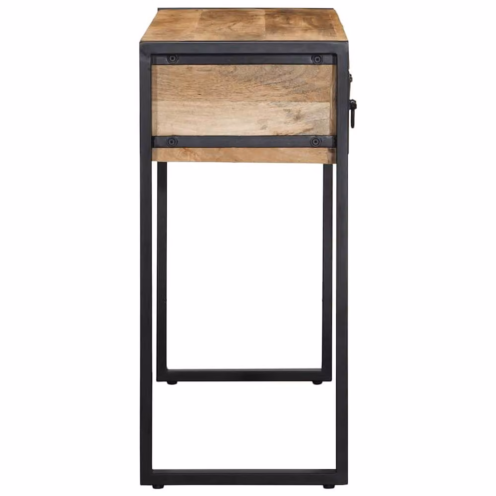 Berkfield Home Beautiful Console Table in Brown Solid Rough Mango Wood, W/D/H: 100 x 35 x 75 cm – 3