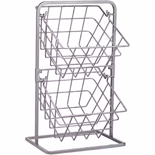 KitchenCraft 2-Tier Freestanding Metal Storage Basket Stand in Grey and Silver, W: 25 cm, D: 22 cm, H: 41 cm – 1