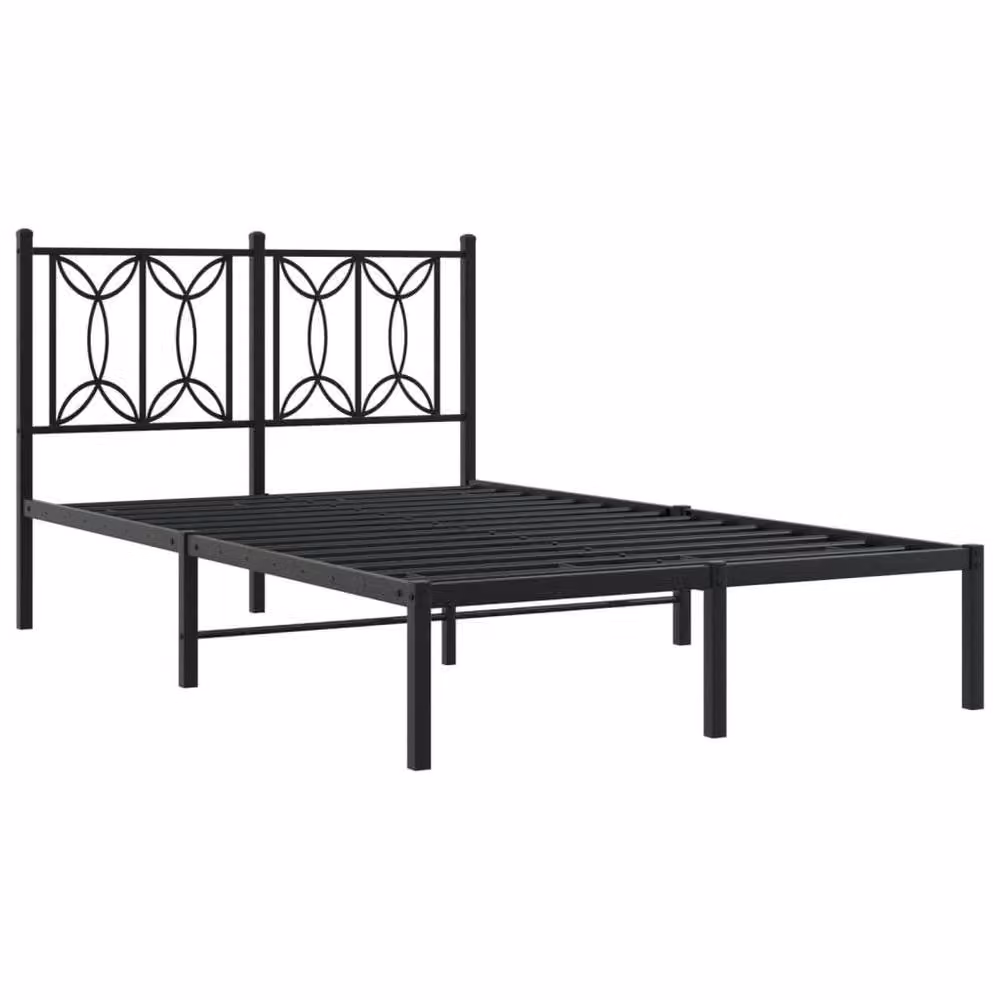 Berkfield Home Metal Bed Frame with Headboard, Black, W/D/H: 120 x 190 cm – 3