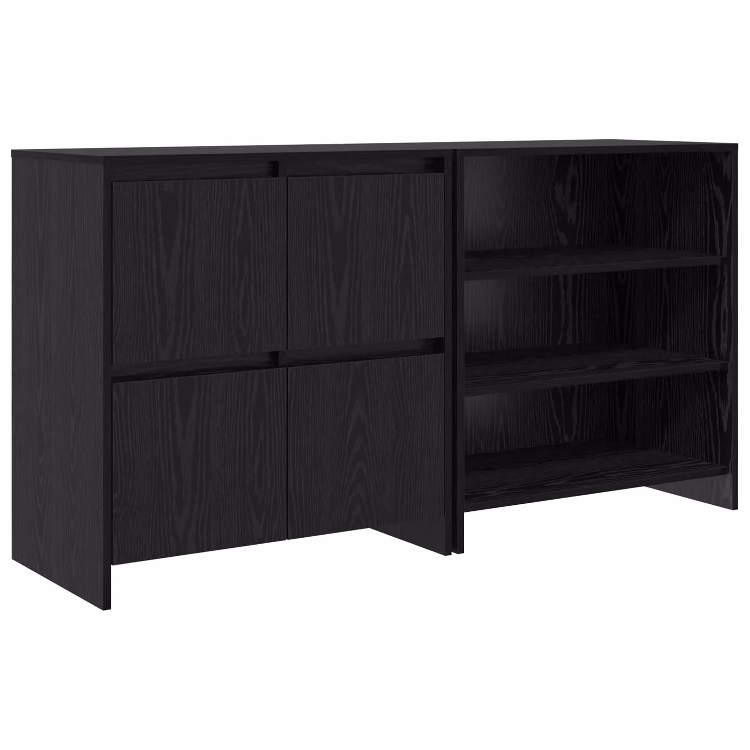 Berkfield Home Black Oak Sideboard 2 Piece Set, W/D/H: 70 x 41 x 75 cm – 2