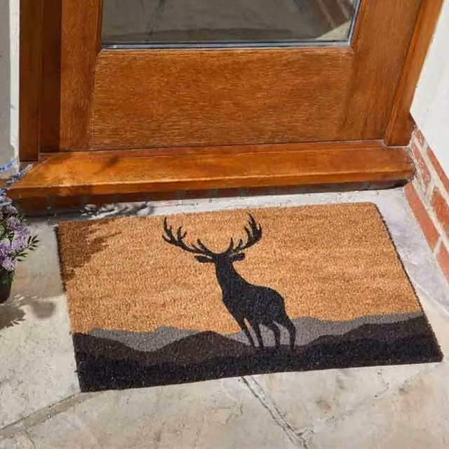 Stag Heavy Duty Coir Door Mat by Garden Mile in Brown, Black or Grey