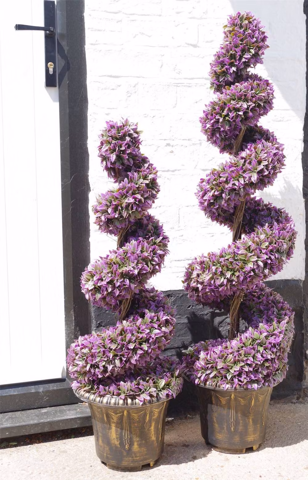 Botanik Leaf Pair of Purple Spiral Artificial Topiary Trees with Planters, Height: 120 cm – 3