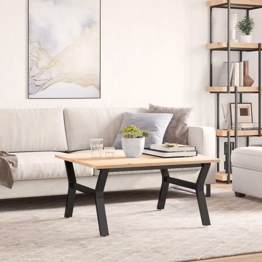 Berkfield Home Y-Frame Coffee Table Legs in Matt Black Steel, W: 80 cm, D: 70 cm, H: 43 cm – 2