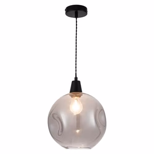 Cosylyte Millfield Modern Smoky Dimple Glass Pendant Light in Black and Grey, W/D/H: 25 x 25 x 100 cm – 1