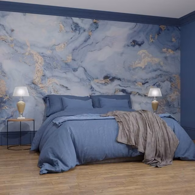 Superfresco Easy Gilded Stone Navy and Gold Abstract Mural, W: 300 cm, H: 280 cm – 1