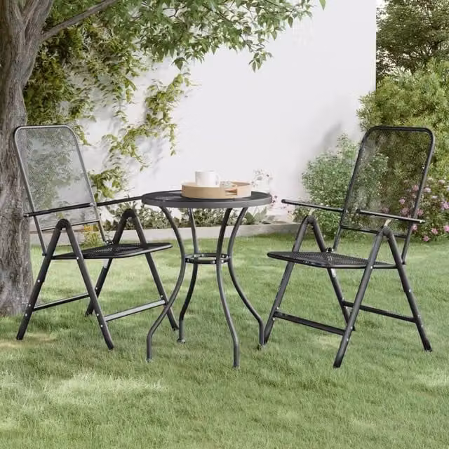 Berkfield Home Garden Table in Black Anthracite with Expanded Metal Mesh, W/D/H: 60 x 60 x 72 cm – 1