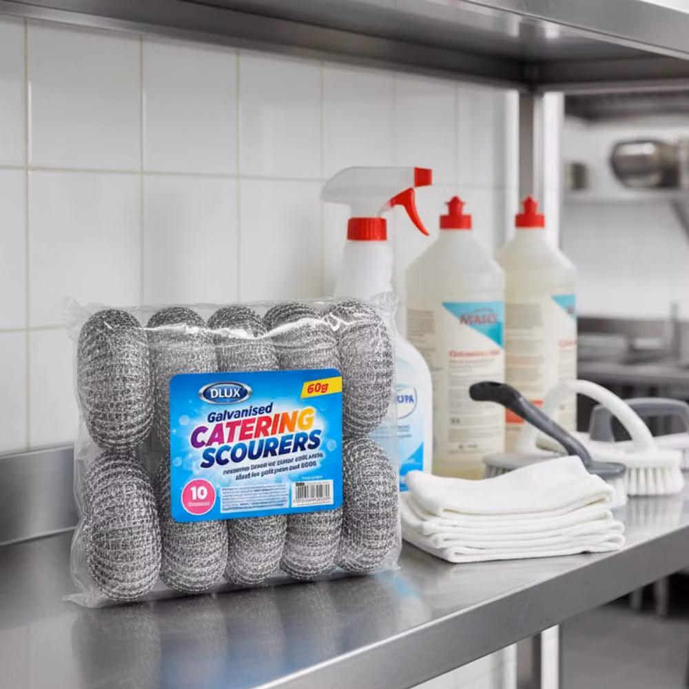 Bedsland Silver Galvanised Catering Scourers, 10-Pack – 3