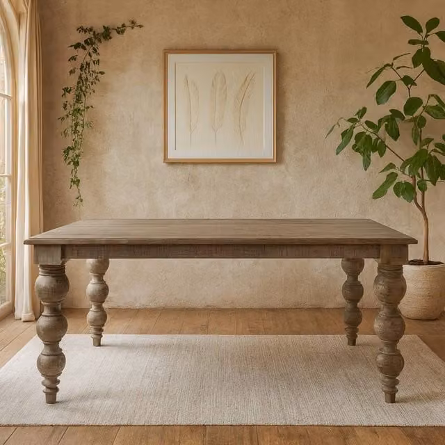 Wyld Haus Montaine Rectangular Wood Dining Table in Grey Finish, W/D/H: 100 x 76 x 76 cm – 1