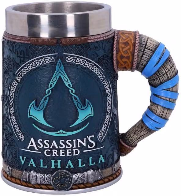 Nemesis Now Assassin's Creed Valhalla Tankard Mug in Black and Blue, Height: 15.5 cm