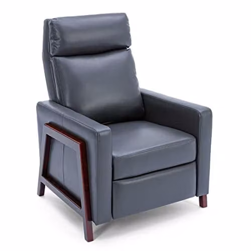 More4Homes Riley Modern Push Back Reclining Armchair in Grey Synthetic Leather – 1