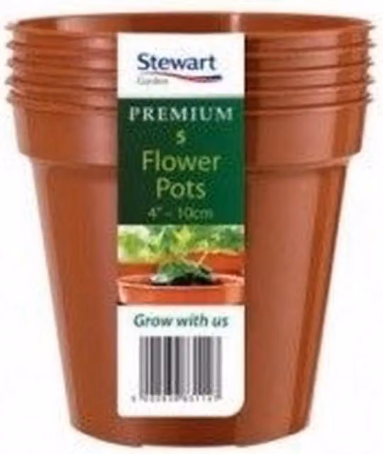 Stewart Plastic Plant Pot Pack of 5 in Orange and Brown