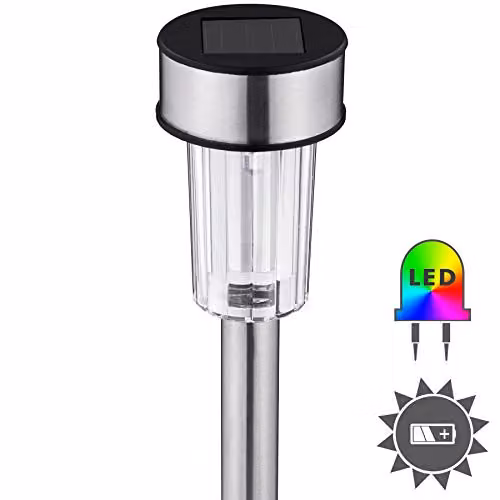 tectake 24 Pack Solar LED Garden Post Lights in Silver Stainless Steel with Cool White Light and Dusk Sensor – 2
