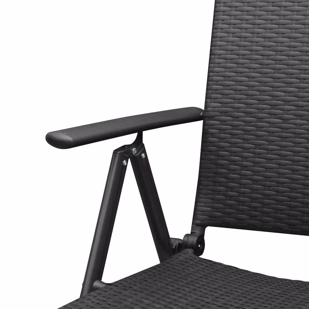 Berkfield Home Stackable Poly Rattan Garden Chairs with Armrests, Black, 2 Pack – 4