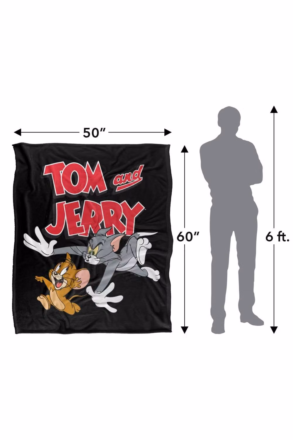 Warner Bros. Tom & Jerry Chase Me Silky Touch Super Soft Fluffy Polyester Throw Blanket in Multicolour and Black, Large – 3