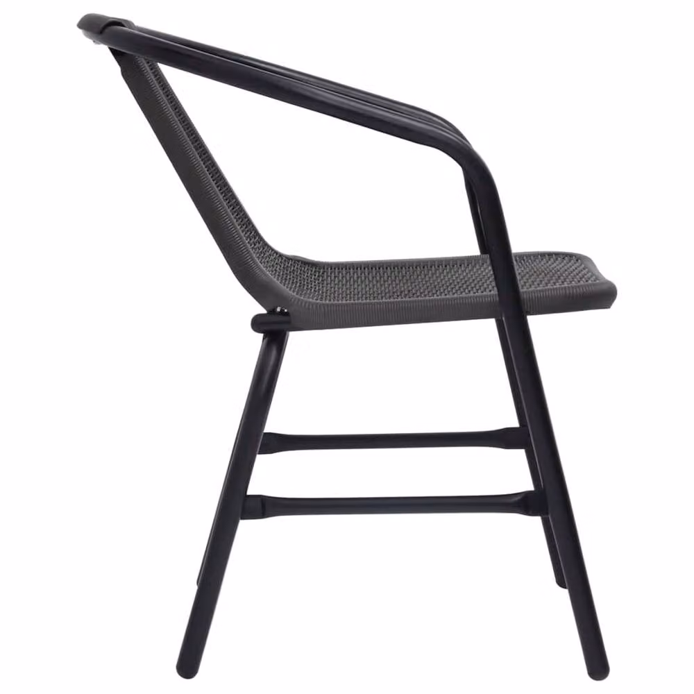 Berkfield Home Set of 4 Black Plastic Rattan and Steel Garden Chairs – 4