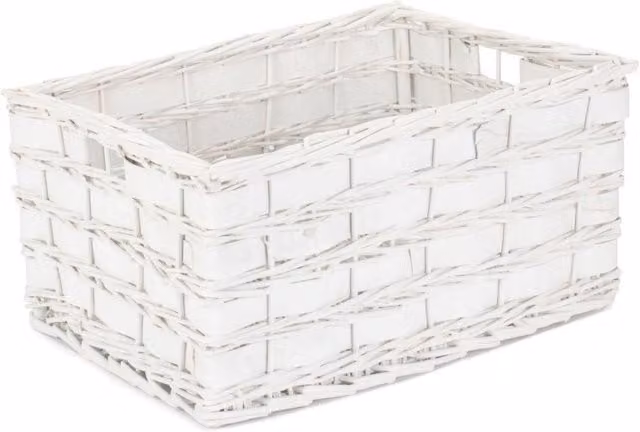 Red Wicker Scandi Storage Basket with White Unlined Interior, W/D/H: 30.0 x 22.0 x 30.0 cm