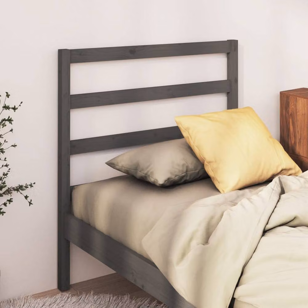 Berkfield Home Grey Rustic Solid Pine Wood Bed Headboard W/D/H: 95 x 4 x 100 cm – 2