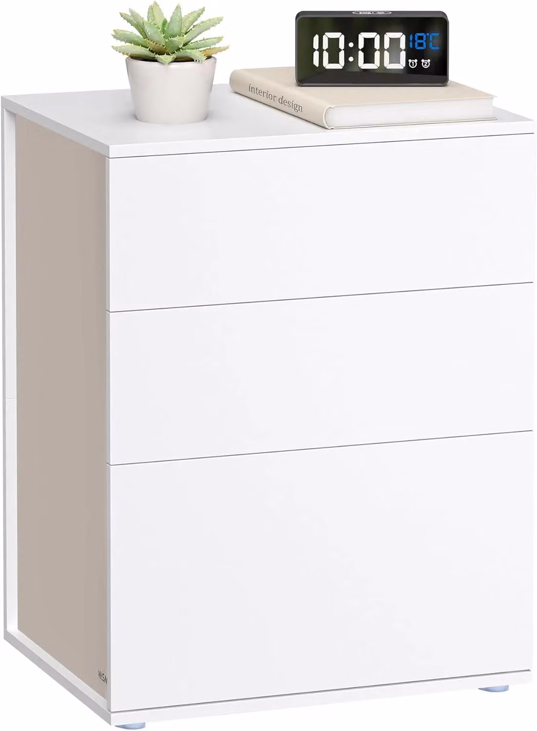 VASAGLE Modern Minimalist Bedside Table with 3 Storage Drawers in White – 2