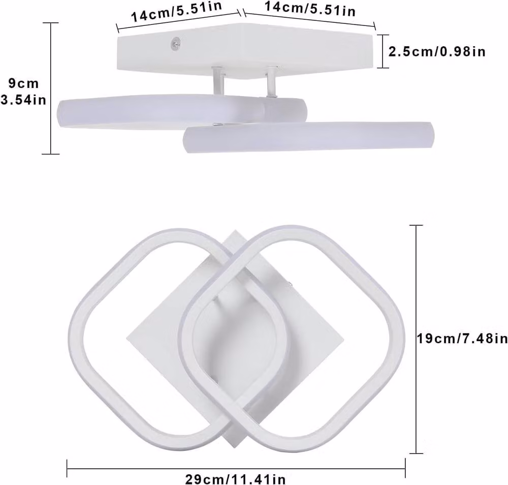 Goeco Modern Square LED Ceiling Light, 22W, 4500K, White – 2