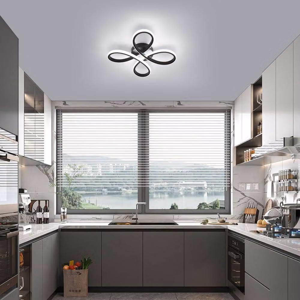 Goeco 30W LED Flower Shape Ceiling Light in Black with 6500K Cool White Light – 2